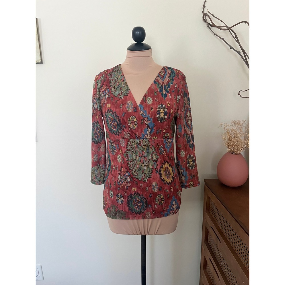 Vintage‎ Y2K Chaps Aztec Mesh Blouse